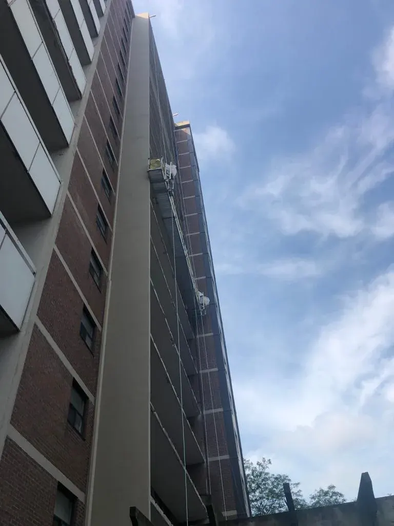Apartment tower after balcony restoration